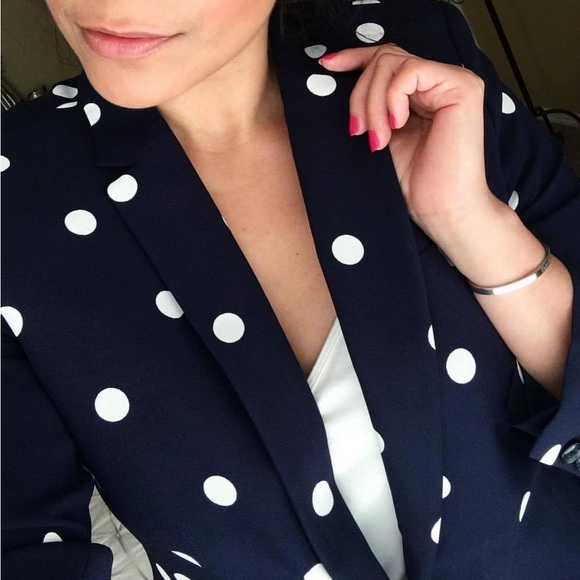 Banana Republic Navy Blue White Polka Dot Blazer (size 8) - Picture 8 of 8